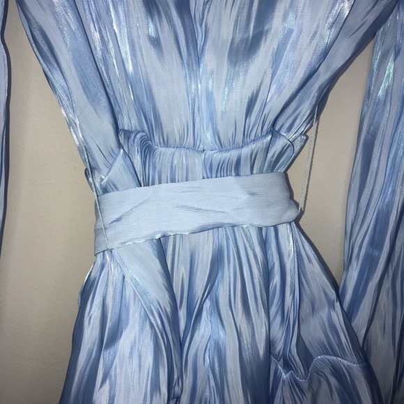 Shein Solid Ruffle Hem Satin Belted Romper - Picture 8 of 9